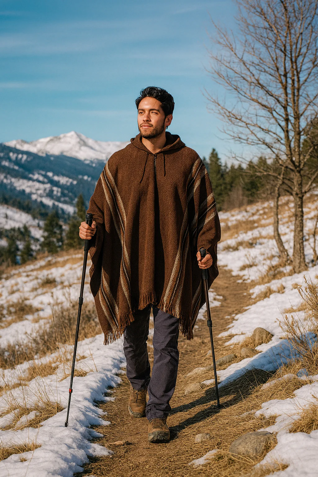 Alpaca Poncho for Men Hooded - Image 4