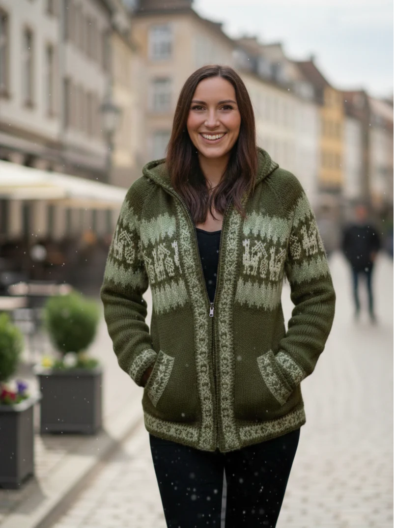 Fair Isle Alpaca Hoodie for Women - Image 6