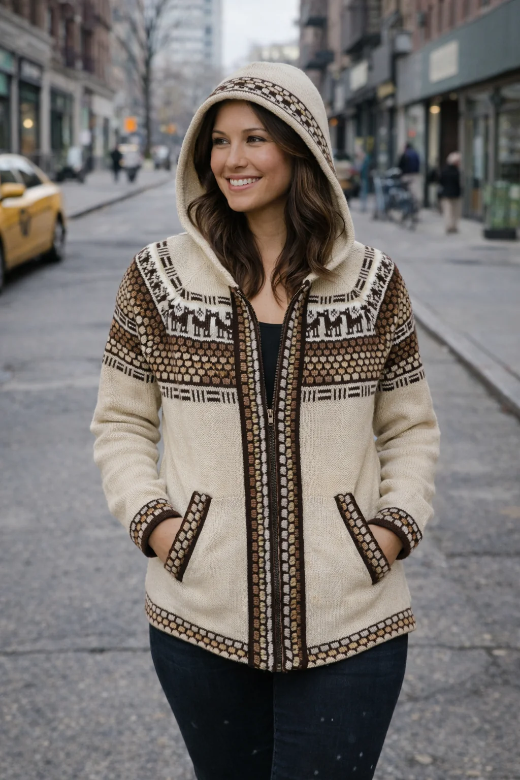 Fair Isle Alpaca Zip Up Hoodie for Women - Image 7
