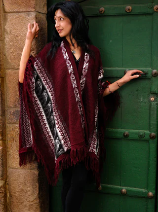 Gray Alpaca Shawl Open Poncho - Image 9