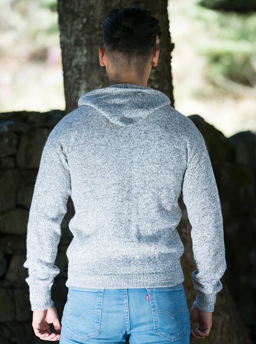 Gray Alpaca Wool Full Zip Hoodie for Men - Image 4