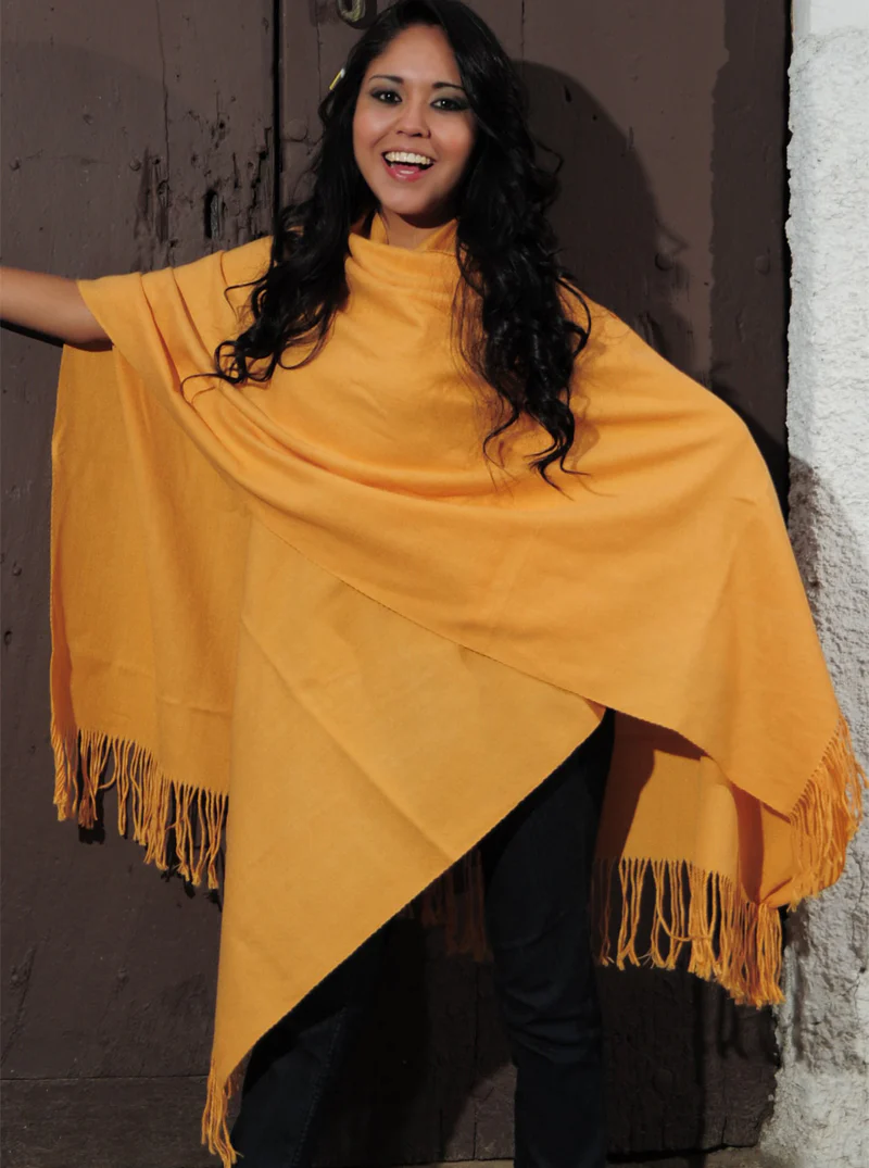 Sleek Alpaca Shawl Open Poncho - Image 7